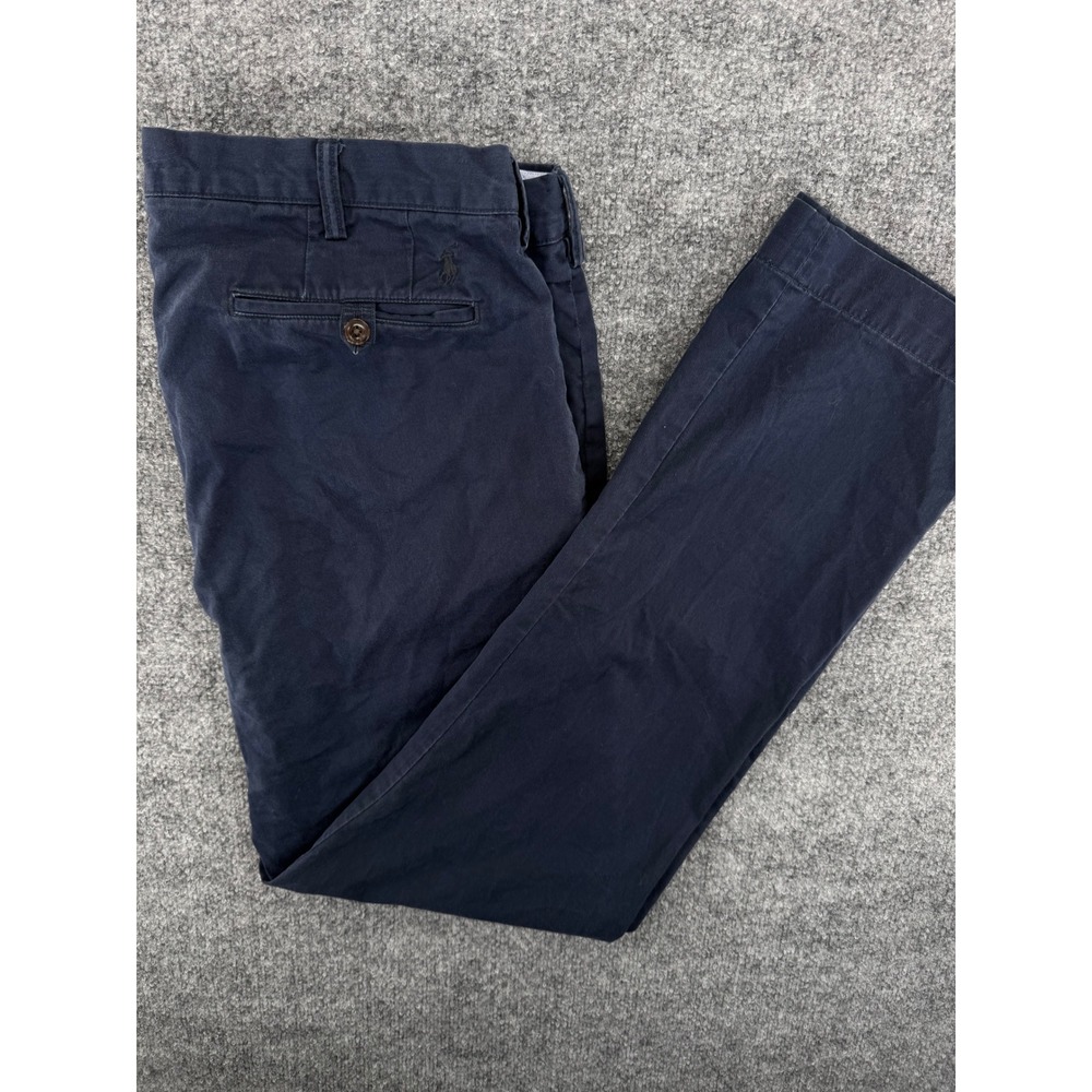 Polo Ralph Lauren Chino Pant Men 38x30 Stretch Straight Cotton Navy Blue Classic
